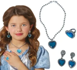 Kit Cuore Blu per bambini: Collana, Anello e Orecchini