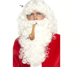 Kit da Babbo Natale bianco: parrucca, barba, occhiali e pipa
