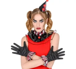 Kit da clown: mini cappello, guanti e gorgiera