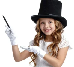 Kit da mago per bambini: cappello, guanti e bacchetta