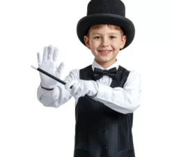 Kit da mago per bambini: cappello, guanti e bacchetta