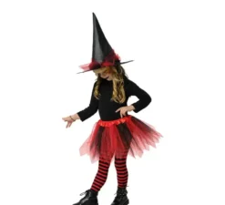 Kit da strega per bambini: tutù rosso e cappello