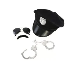 Kit della Polizia: Berretto, Manette, Occhiali e Baffi