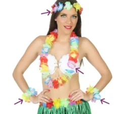 Kit hawaiano: collana, bracciali e corona