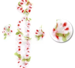 Kit Hawaii Bianco e Rosso: Collana, Bracciali e Copricapo