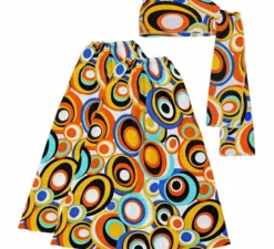 Kit Hippie anni '70 Multicolor Bubbles per adulti: fascia per capelli e scaldamuscoli