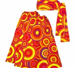 Kit Hippie anni '70 Orange Bubbles per adulti: fascia per capelli e scaldamuscoli