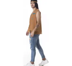 Kit hippie marrone per uomo: gilet e fascia