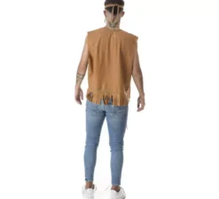Kit hippie marrone per uomo: gilet e fascia