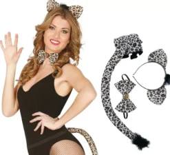 Kit leopardo: orecchie, papillon e coda
