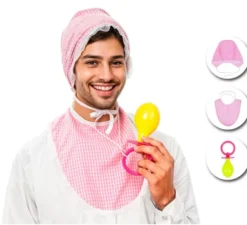 Kit neonato adulto: cappellino, bavaglino e ciuccio