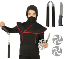 Kit ninja: nunchaku, coltello e 2 stelle