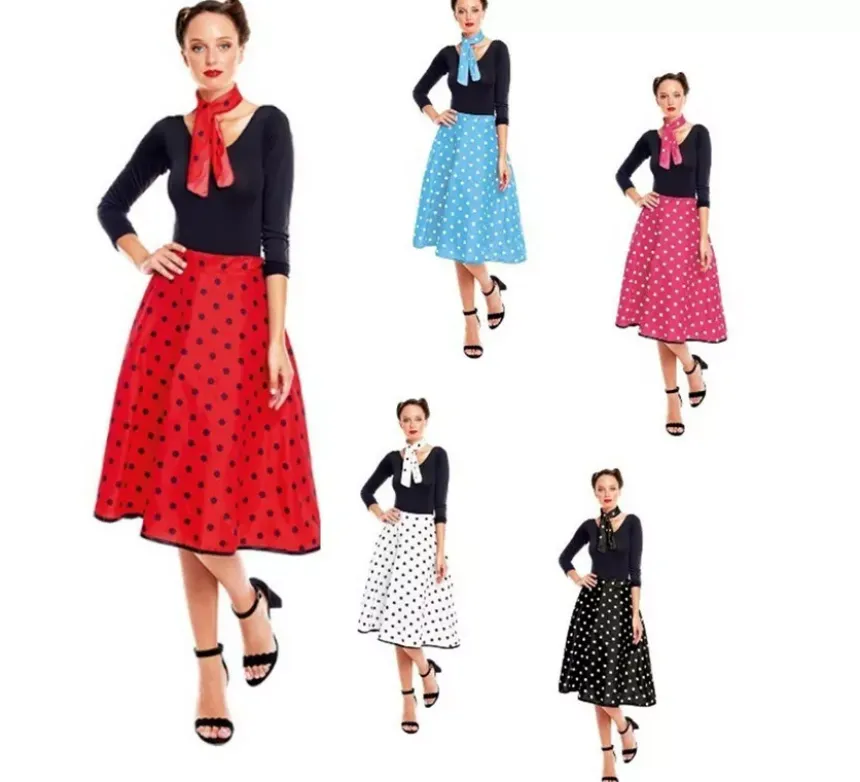 Kit o Costume anni '50 in vari colori per donna: Gonna e Sciarpa