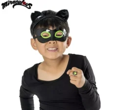 Kit per bambini Cat Noir Miraculous: maschera, cerchietto e anello