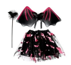 Kit pipistrello fucsia: tutù, ali e bacchetta magica