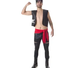 Kit Pirata per uomo: Gilet, Fascia e Sciarpa