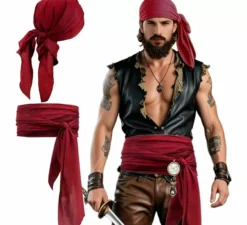 Kit pirata per uomo: sciarpa e cintura