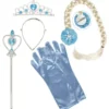 Kit principessa delle nevi per bambini: diadema, treccia, guanti e barra magica