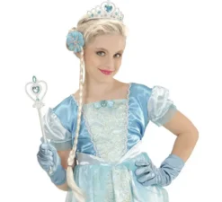 Kit principessa delle nevi per bambini: diadema, treccia, guanti e barra magica