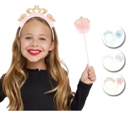 Kit Principessa in modelli assortiti per bambini: Cerchietto e Bacchetta