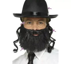 Kit rabbi: cappello con capelli, barba e occhiali