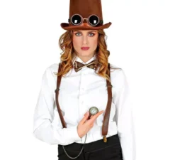 Kit Steampunk: occhiali, bretelle e papillon