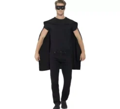 Kit supereroe per adulti nero: mantello e maschera