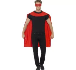 Kit supereroi per adulti rosso: mantello e maschera