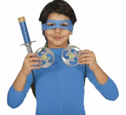 Kit Tartaruga Verde per bambini: Guscio, Spada, Maschera e Shuriken