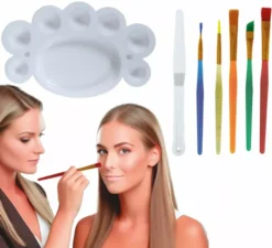 Kit trucco: 5 pennelli, tavolozza e spatola