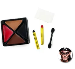 Kit trucco pirata: tavolozza, pennelli, bastoncini di colore e spugna