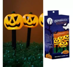 5 Lanterne di zucca con illuminazione a LED 8x39 cm