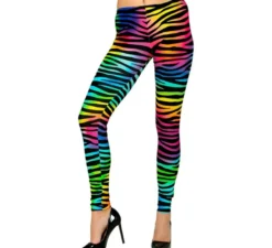 Leggings con stampa leopardata multicolore al neon degli anni '80