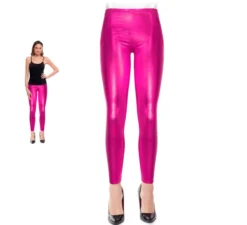 Leggings fucsia metallizzato da donna