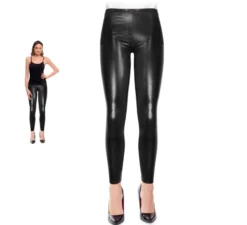 Leggings neri metallizzati da donna