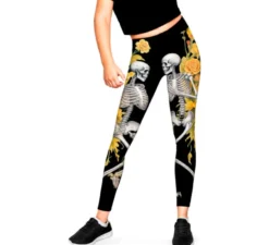 Leggings scheletro con fiori per ragazze