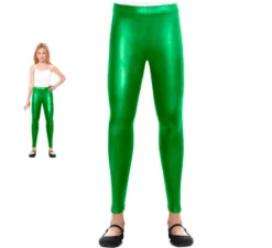 Leggings verdi metallizzati per bambina