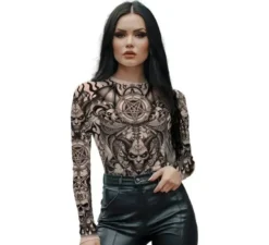 Maglia effetto tatuaggio del diavolo per donna