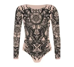 Maglia effetto tatuaggio morte da donna