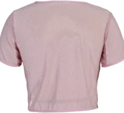 Maglietta a rete rosa da festa per donna