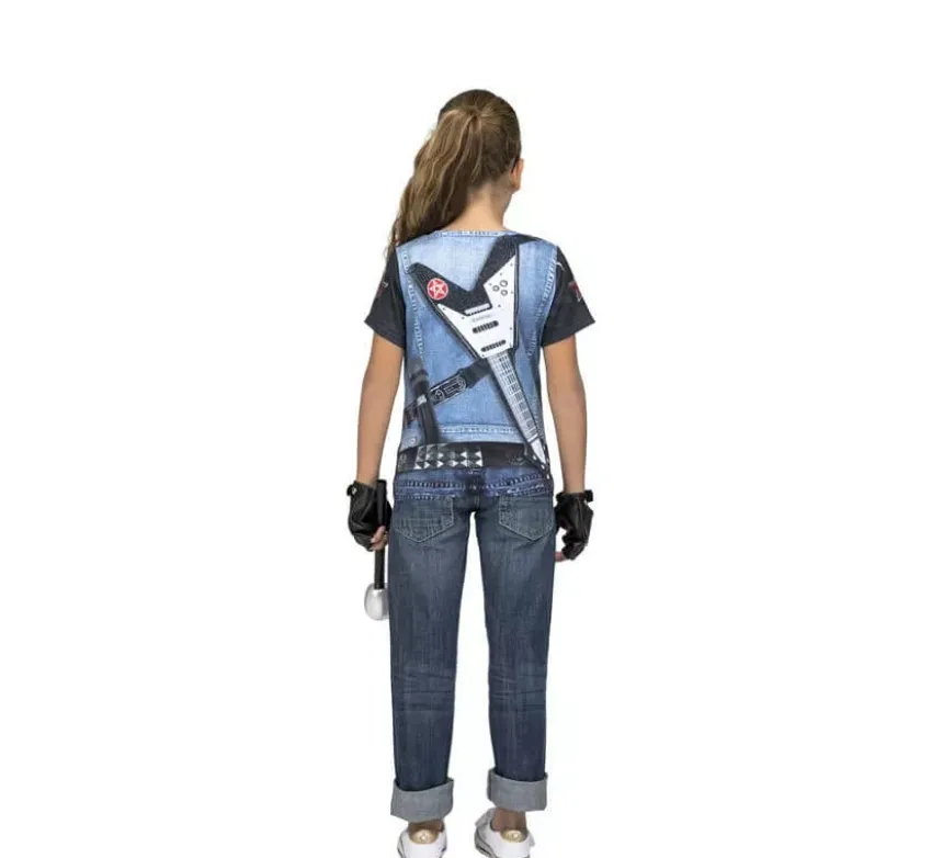 Maglietta costume scheletro rocker per bambina