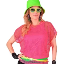 Maglietta da donna in rete rosa neon