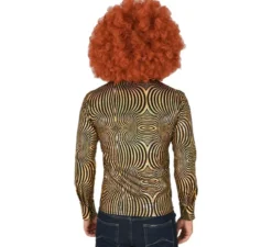 Maglietta da uomo in stile disco anni '70 color oro
