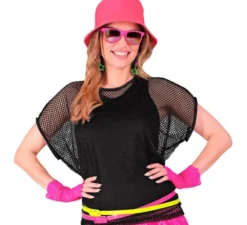 Maglietta nera in rete da donna