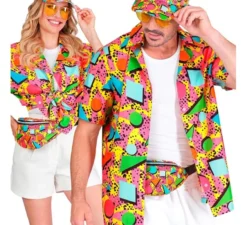 Maglietta stampata multicolore anni '80 per adulti