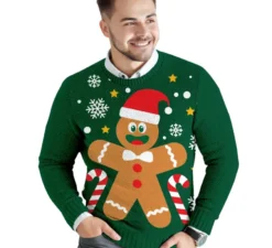 Maglione natalizio da uomo con motivo pan di zenzero