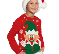 Maglione natalizio per bambini con elfo felice