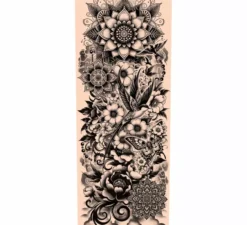 Manica per tatuaggio floreale in bianco e nero per adulti