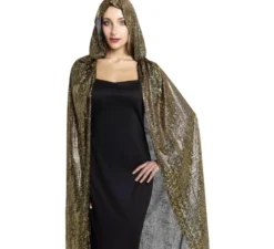 Mantello con cappuccio bicolore oro, 120 cm