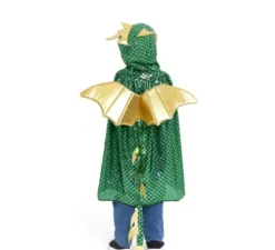Mantello del Drago Verde con cappuccio e ali per bambini